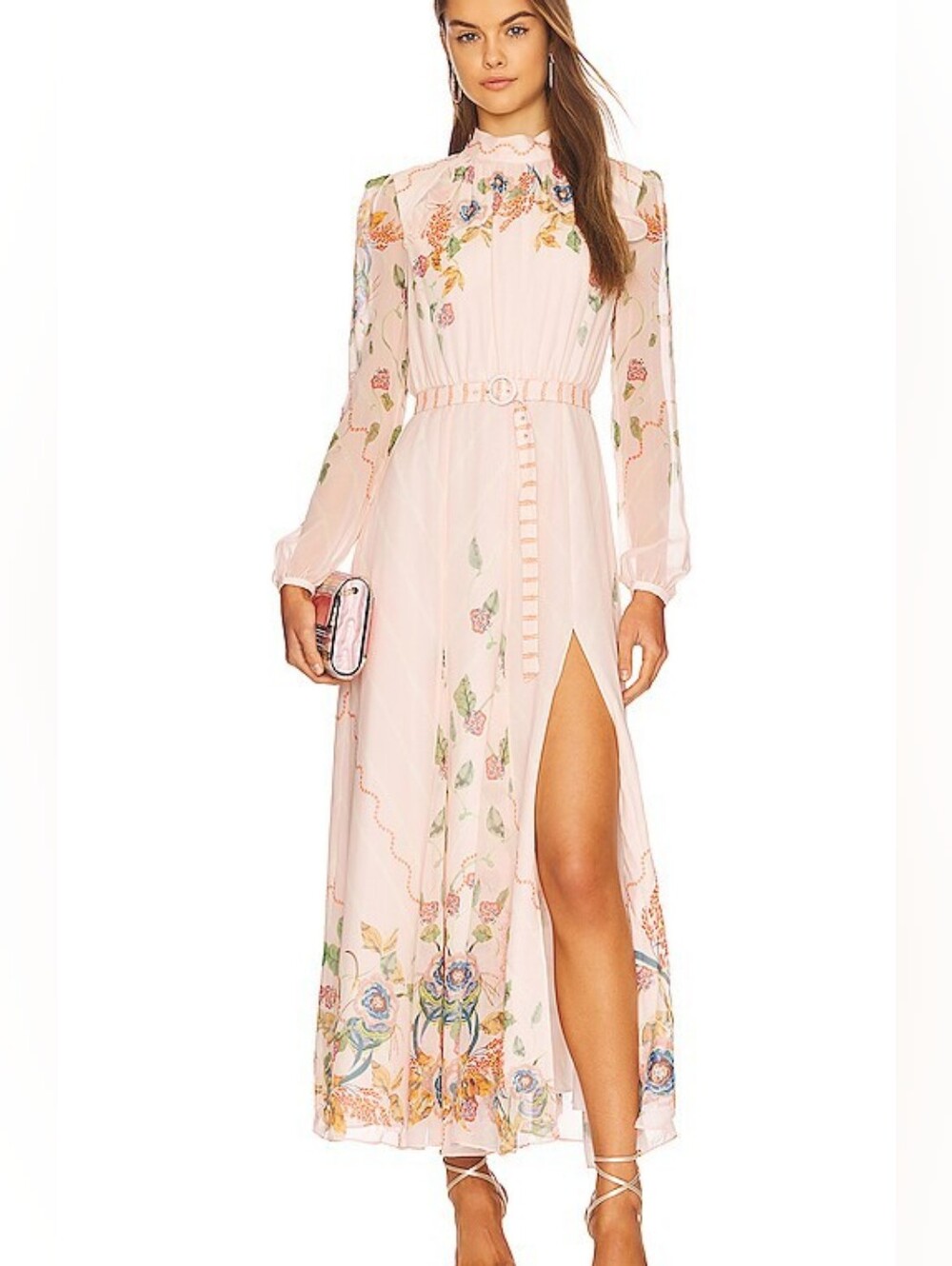 SALONI Jacqui B Floral-Print Silk Dress